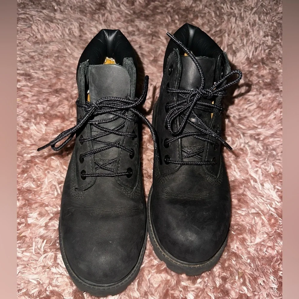Timberland black little boys lace up boots 3 outdoor winter fall leather
